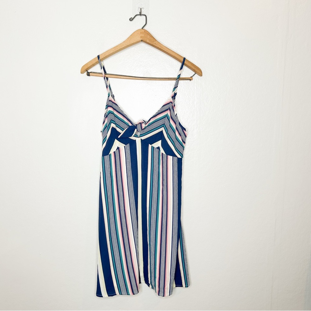 NWT Trixxi By Francescas Multi‎ Stripe Tie Front Sleeveless Mini Dress XL